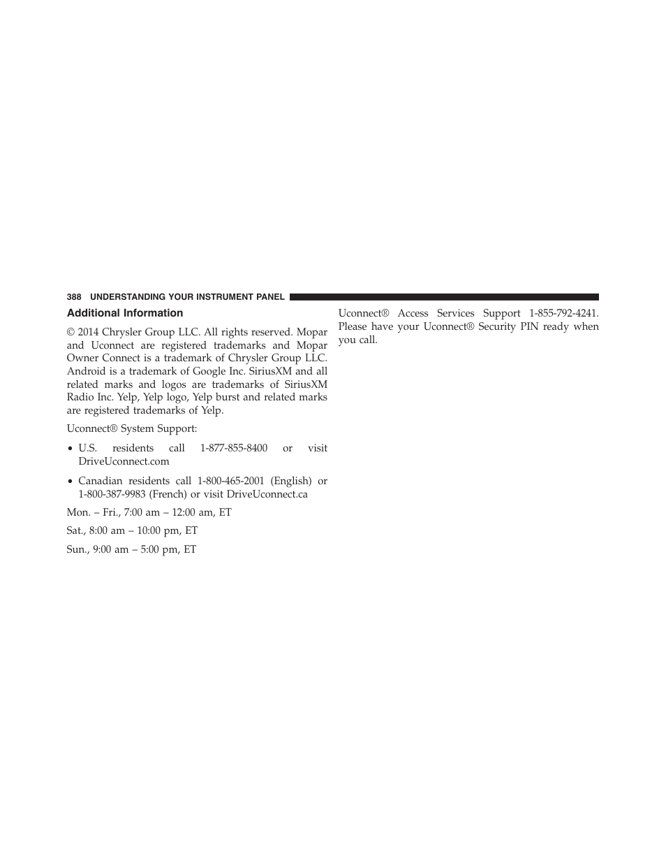 Additional information | Dodge 2015 Charger - Owner Manual User Manual | Page 390 / 638