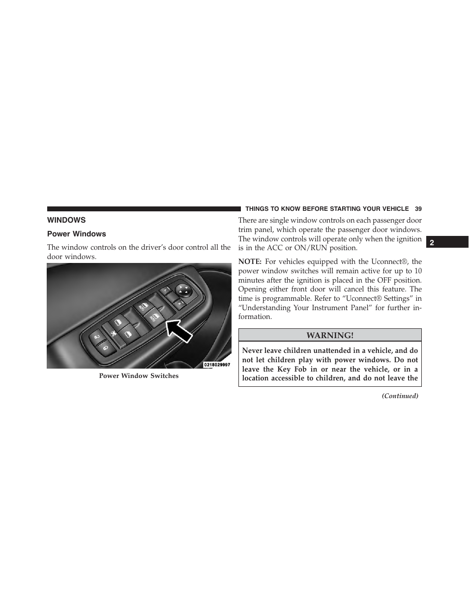 Windows, Power windows | Dodge 2015 Charger - Owner Manual User Manual | Page 41 / 638