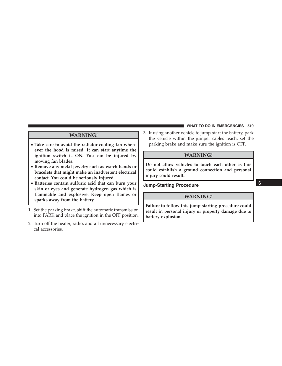 Jump-starting procedure | Dodge 2015 Charger - Owner Manual User Manual | Page 521 / 638