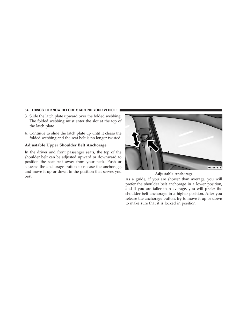 Adjustable upper shoulder belt anchorage | Dodge 2015 Charger - Owner Manual User Manual | Page 56 / 638