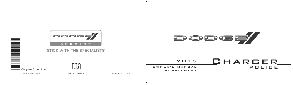 Dodge 2015 Charger - Police Supplement User Manual | 79 pages