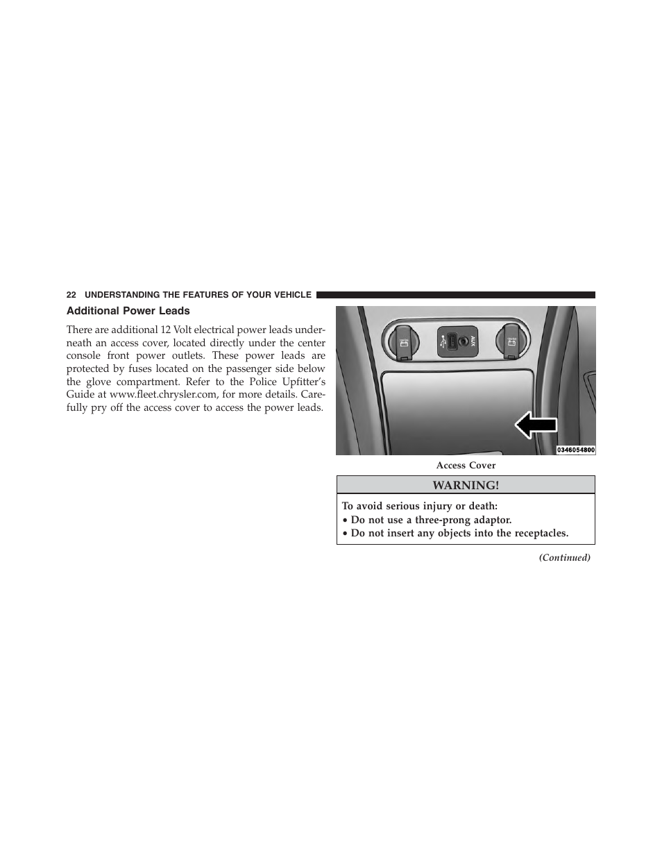 Additional power leads | Dodge 2015 Charger - Police Supplement User Manual | Page 24 / 79