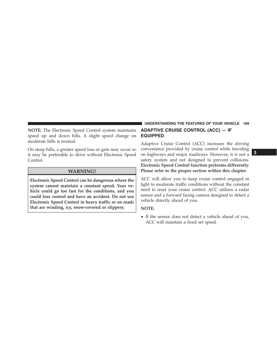 Adaptive cruise control (acc) — if equipped, Adaptive cruise control (acc) — if, Equipped | Dodge 2015 Charger-SRT - Owner Manual User Manual | Page 171 / 595