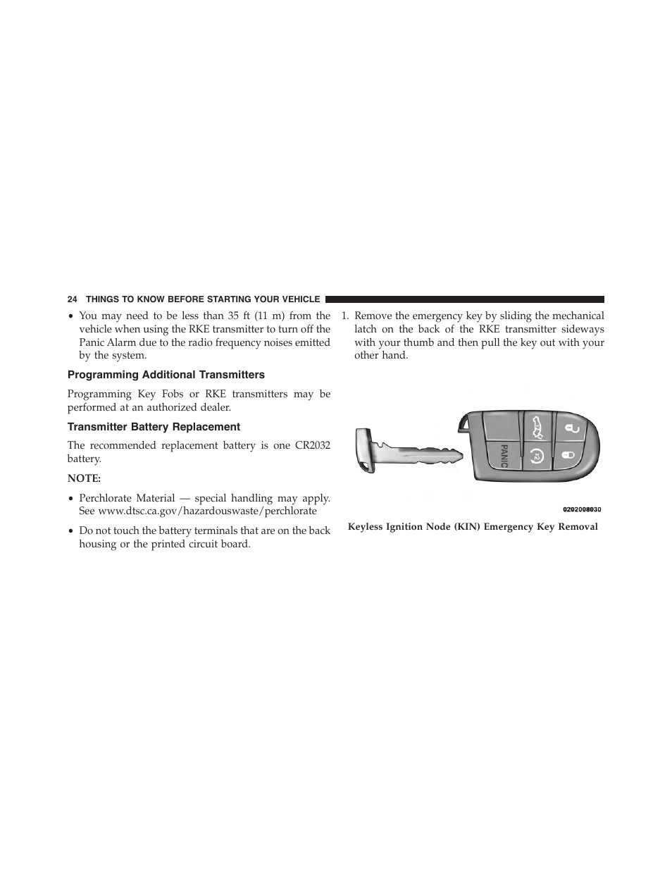 Programming additional transmitters, Transmitter battery replacement | Dodge 2015 Charger-SRT - Owner Manual User Manual | Page 26 / 595