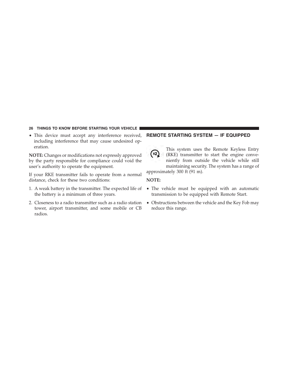 Remote starting system — if equipped, Remote starting system, If equipped | Dodge 2015 Charger-SRT - Owner Manual User Manual | Page 28 / 595