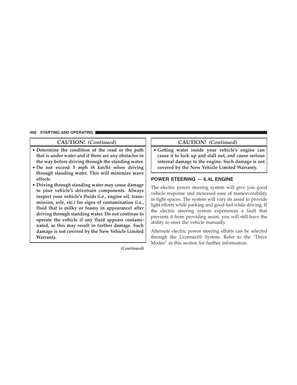 Power steering — 6.4l engine | Dodge 2015 Charger-SRT - Owner Manual User Manual | Page 402 / 595