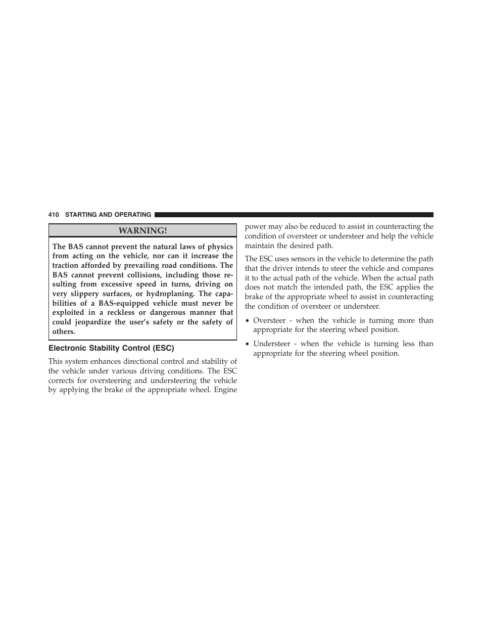 Electronic stability control (esc) | Dodge 2015 Charger-SRT - Owner Manual User Manual | Page 412 / 595