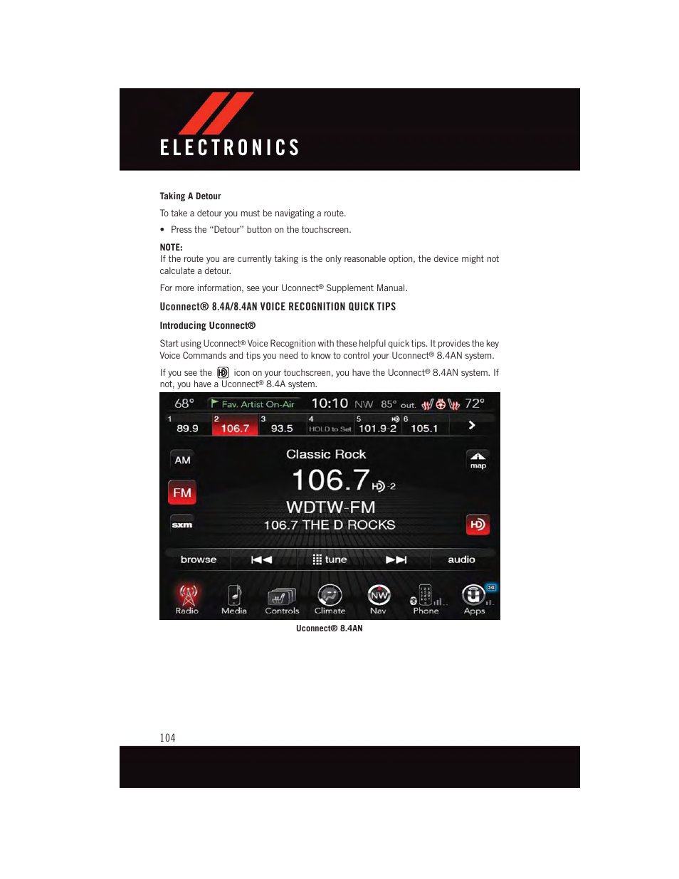 Uconnect® 8.4a/8.4an voice recognition quick tips | Dodge 2015 Charger-SRT - User Guide User Manual | Page 106 / 244