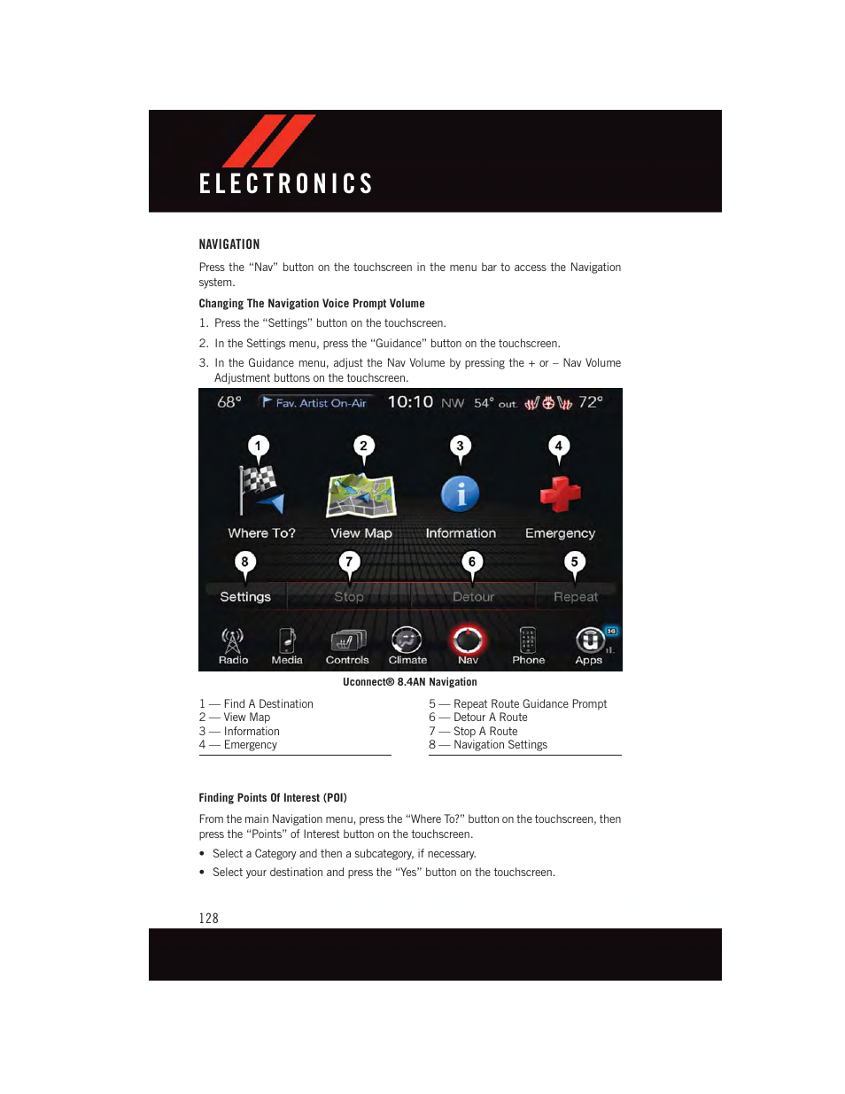 Navigation | Dodge 2015 Charger-SRT - User Guide User Manual | Page 130 / 244