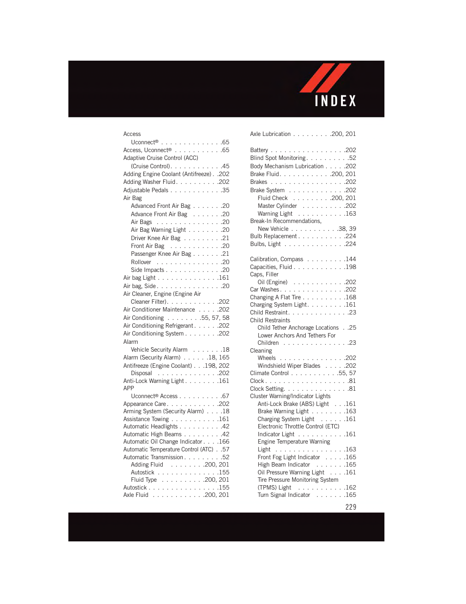 Index | Dodge 2015 Charger-SRT - User Guide User Manual | Page 231 / 244