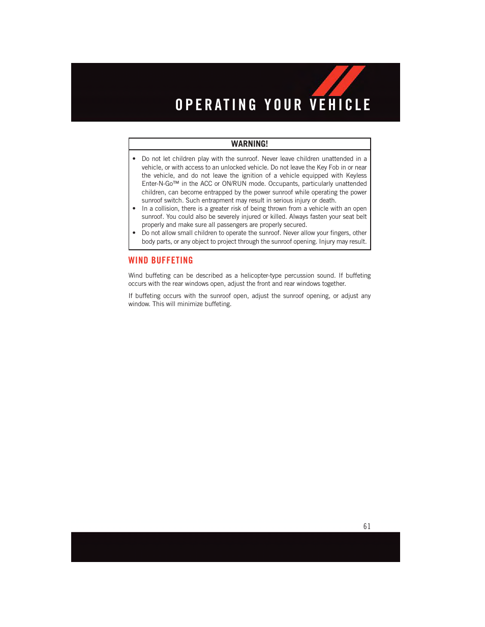 Wind buffeting | Dodge 2015 Charger-SRT - User Guide User Manual | Page 63 / 244