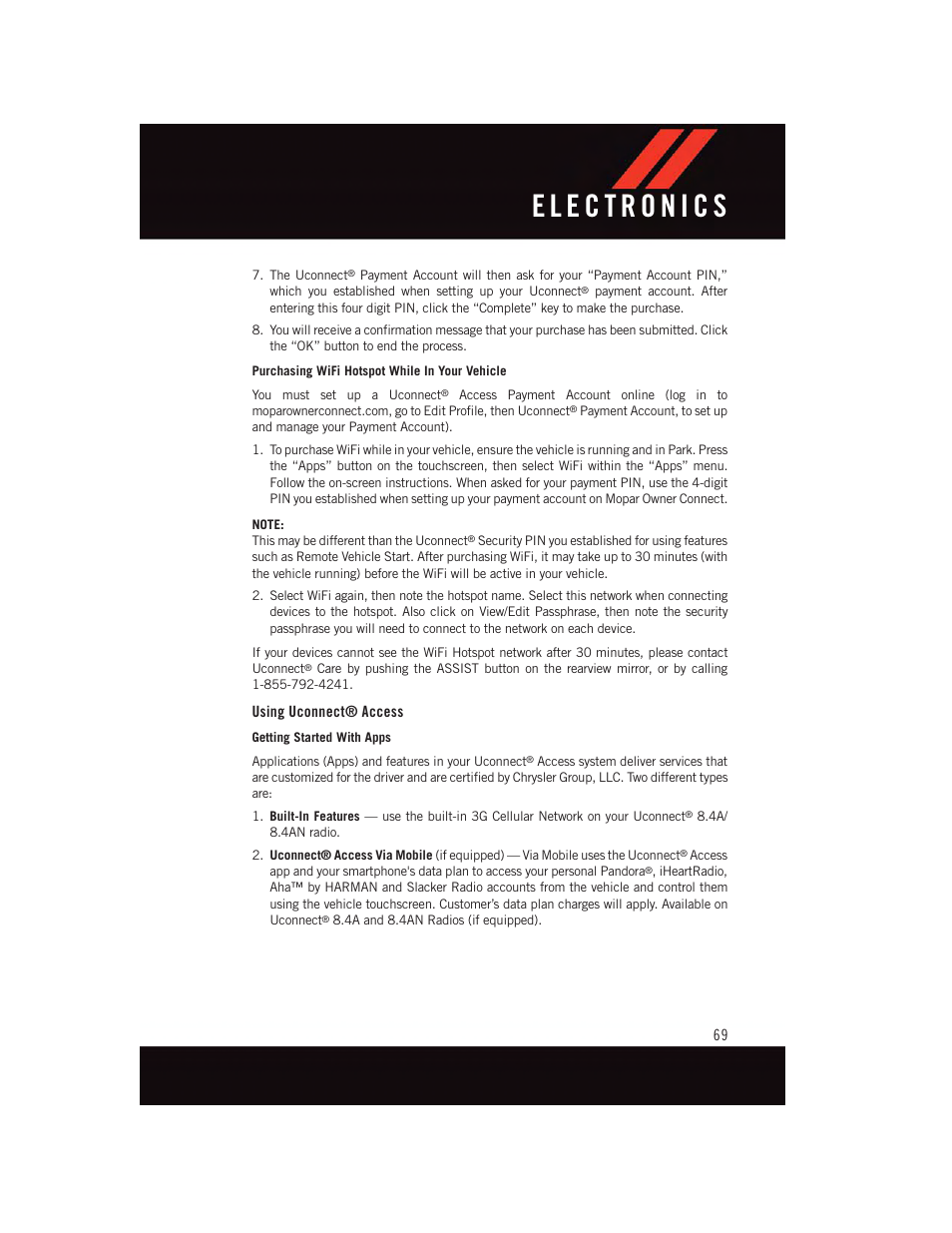 Using uconnect® access | Dodge 2015 Charger-SRT - User Guide User Manual | Page 71 / 244