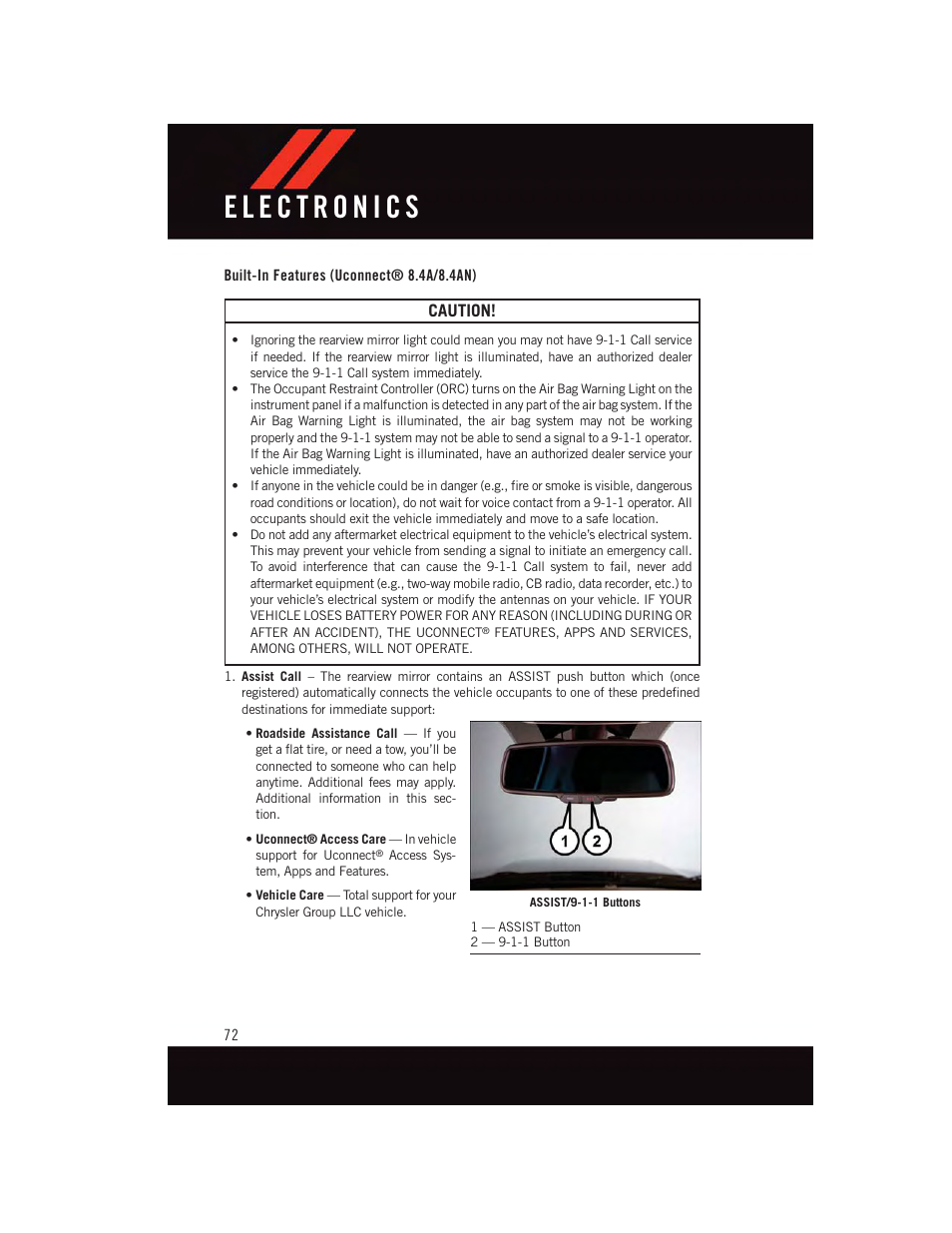 Built-in features (uconnect® 8.4a/8.4an) | Dodge 2015 Charger-SRT - User Guide User Manual | Page 74 / 244