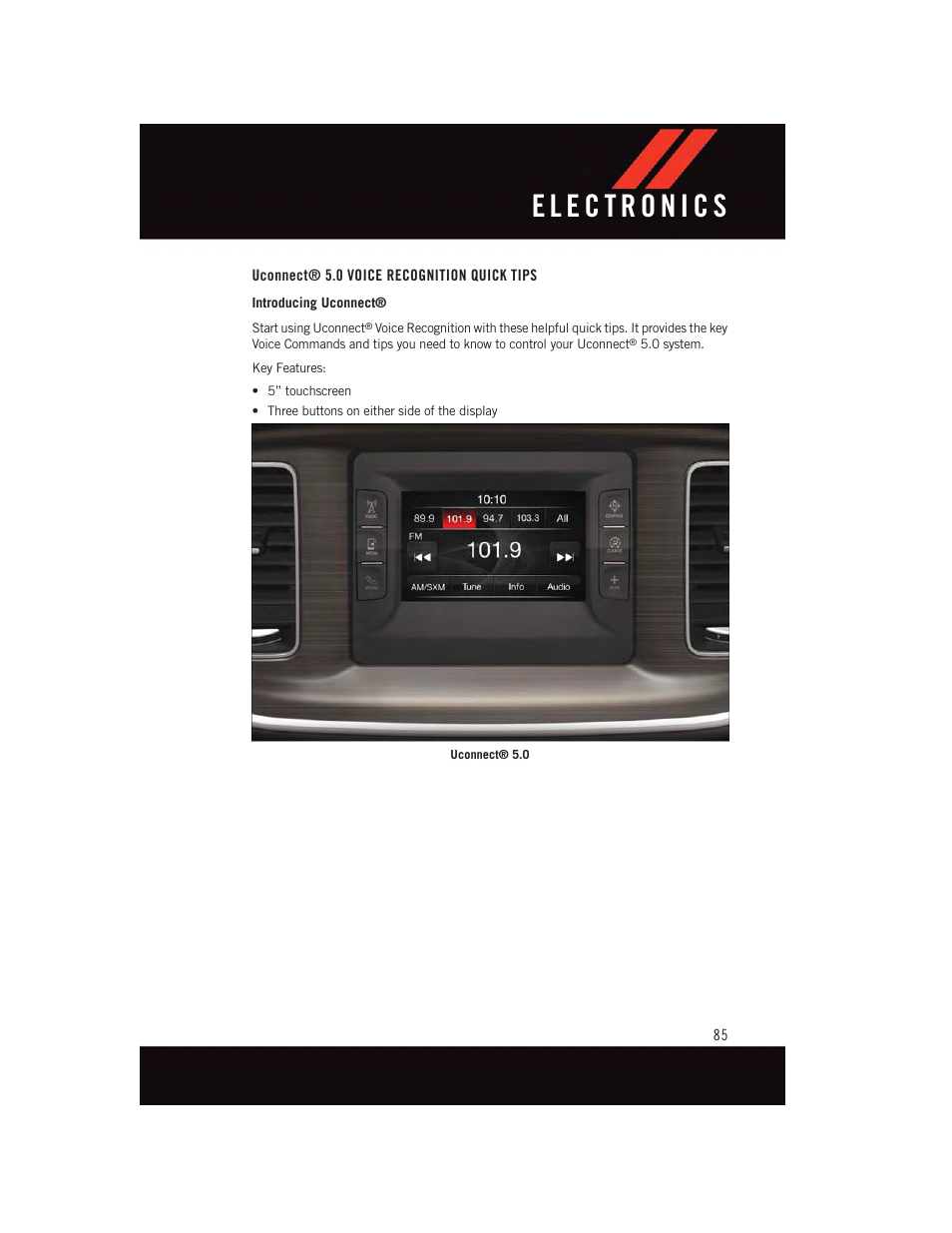 Uconnect® 5.0 voice recognition quick tips | Dodge 2015 Charger-SRT - User Guide User Manual | Page 87 / 244