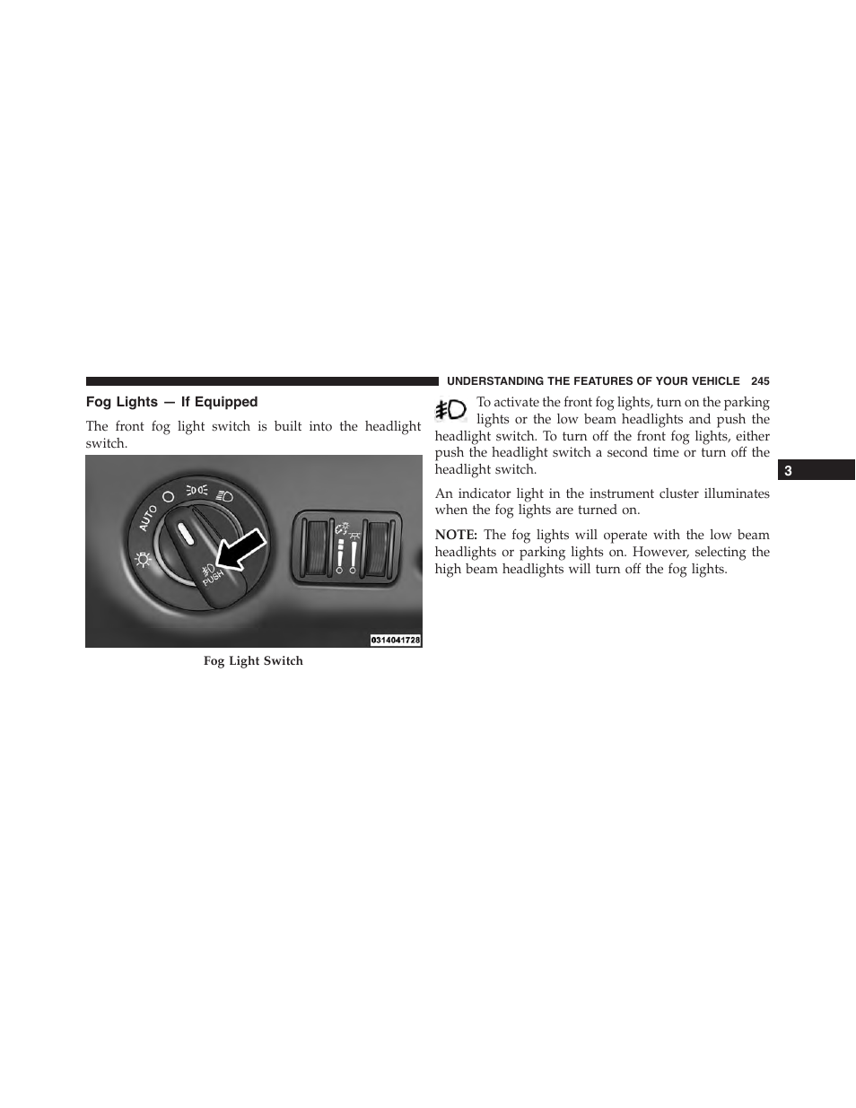 Fog lights — if equipped | Dodge 2015 Dart - Owner Manual User Manual | Page 247 / 675