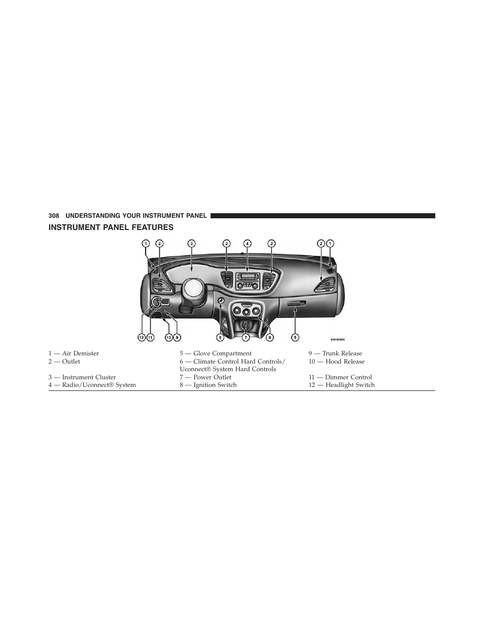 Instrument panel features | Dodge 2015 Dart - Owner Manual User Manual | Page 310 / 675