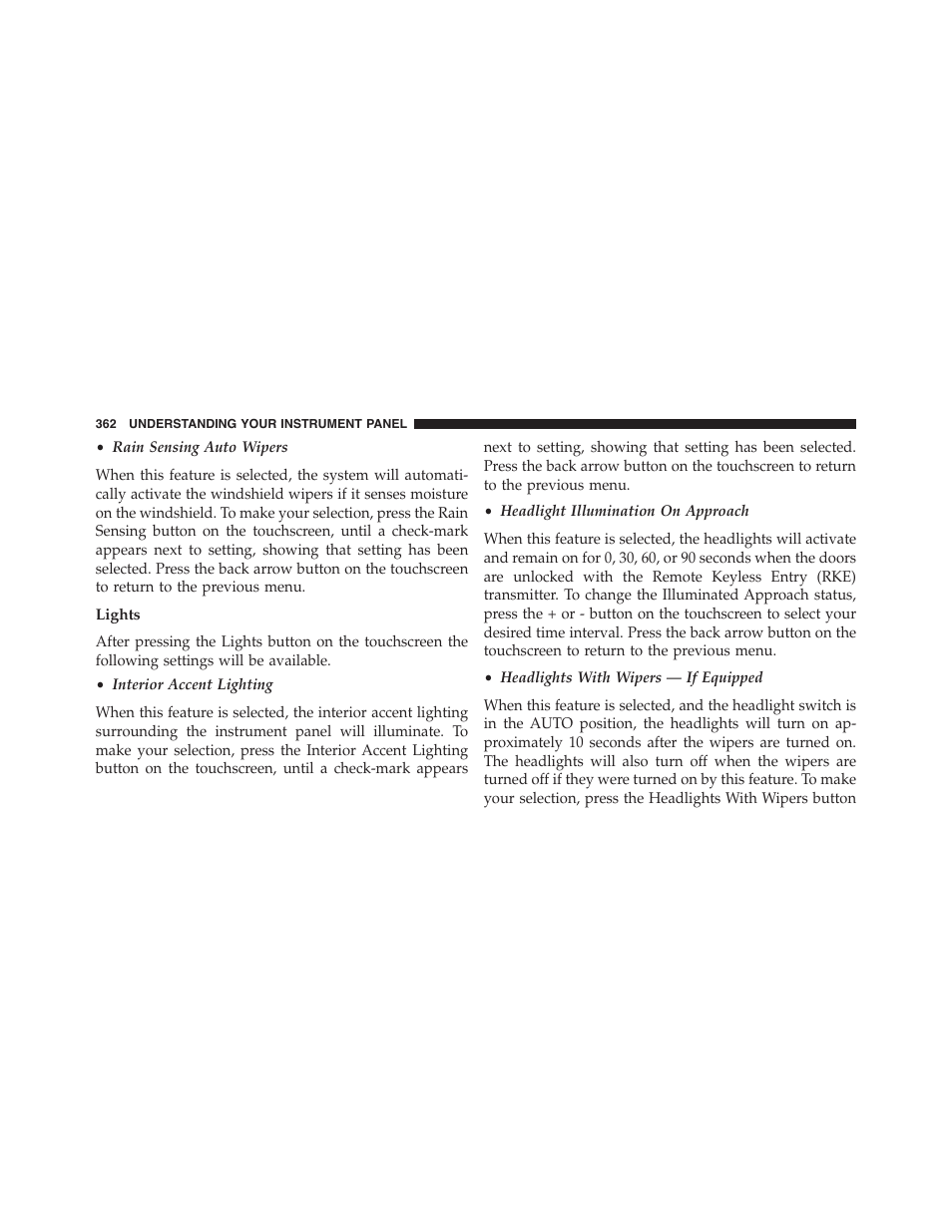 Lights | Dodge 2015 Dart - Owner Manual User Manual | Page 364 / 675