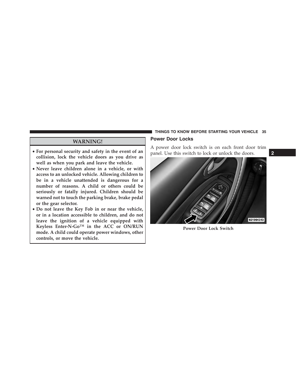 Power door locks | Dodge 2015 Dart - Owner Manual User Manual | Page 37 / 675