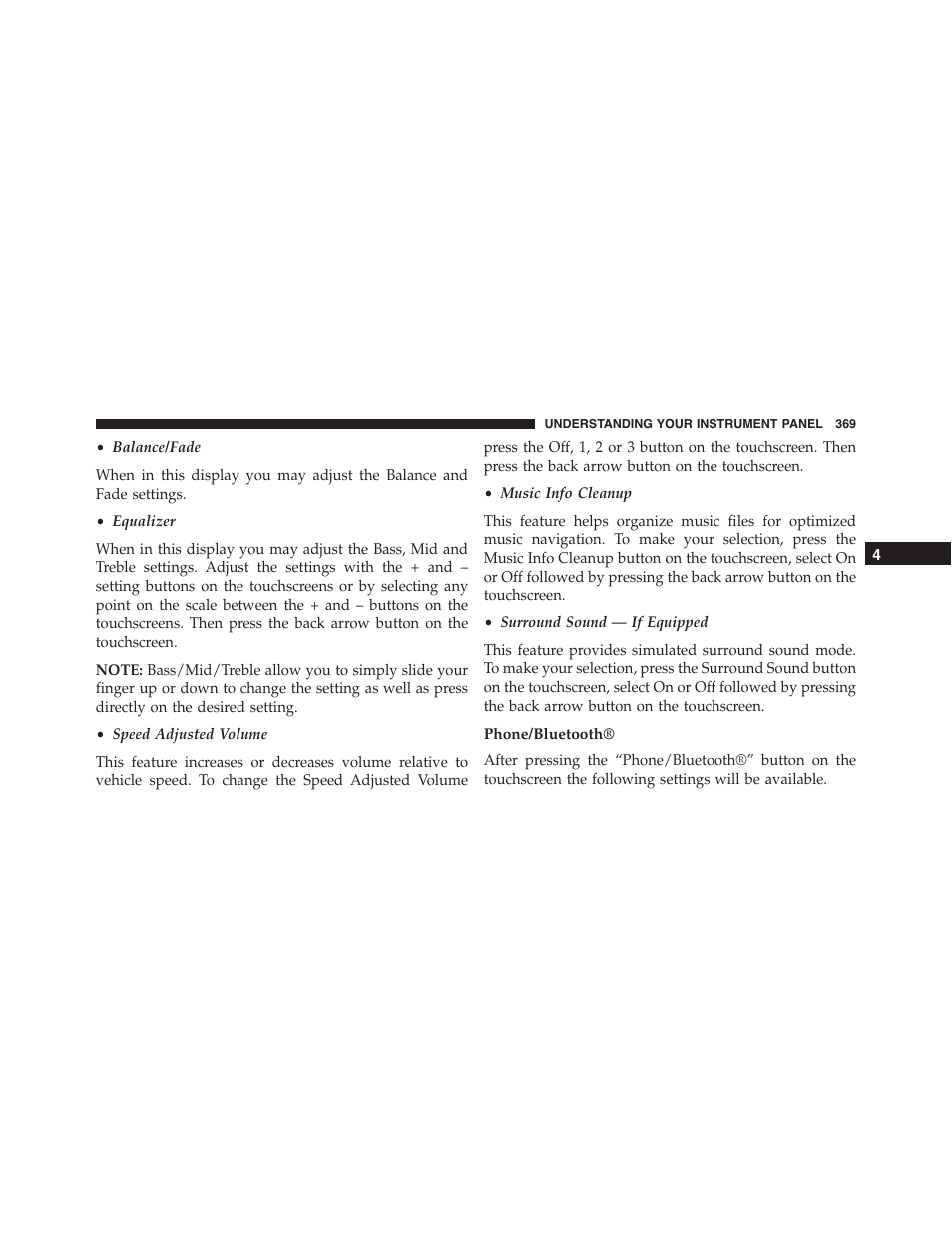 Phone/bluetooth | Dodge 2015 Dart - Owner Manual User Manual | Page 371 / 675