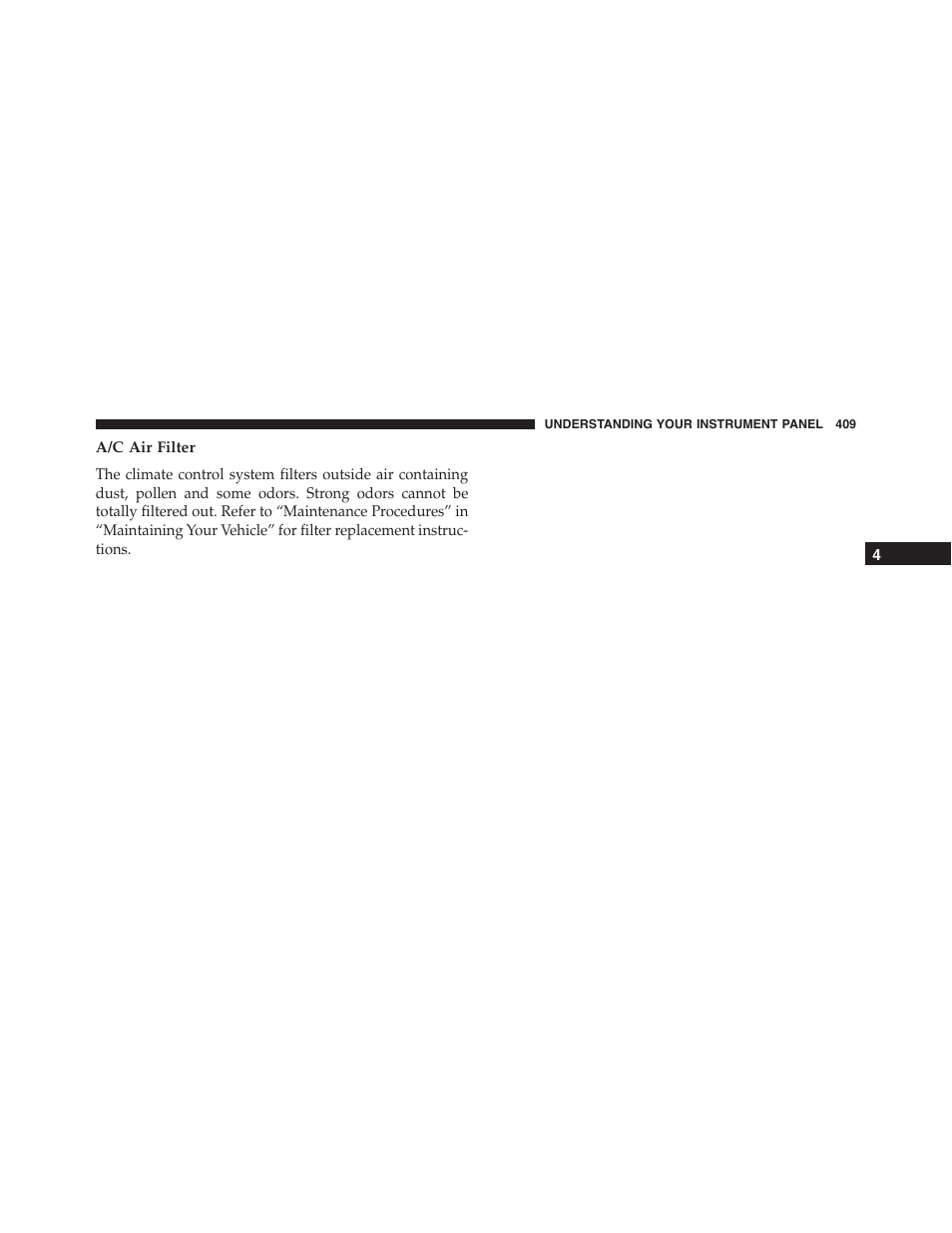 A/c air filter | Dodge 2015 Dart - Owner Manual User Manual | Page 411 / 675