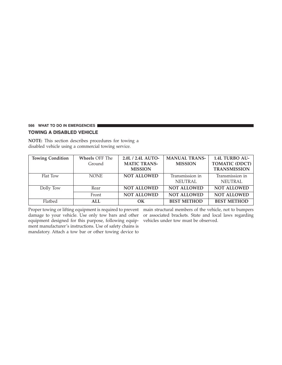 Towing a disabled vehicle | Dodge 2015 Dart - Owner Manual User Manual | Page 568 / 675