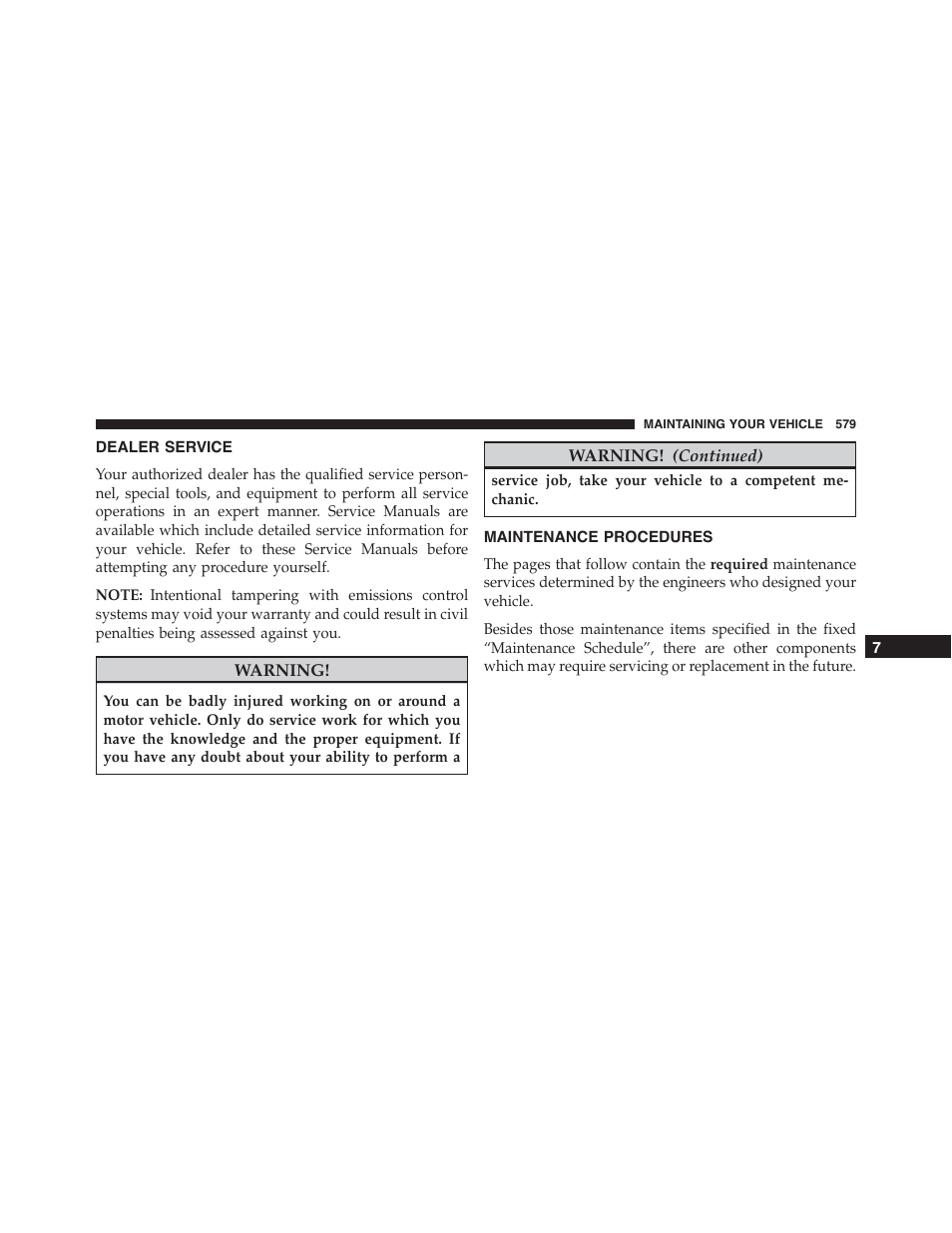 Dealer service, Maintenance procedures | Dodge 2015 Dart - Owner Manual User Manual | Page 581 / 675