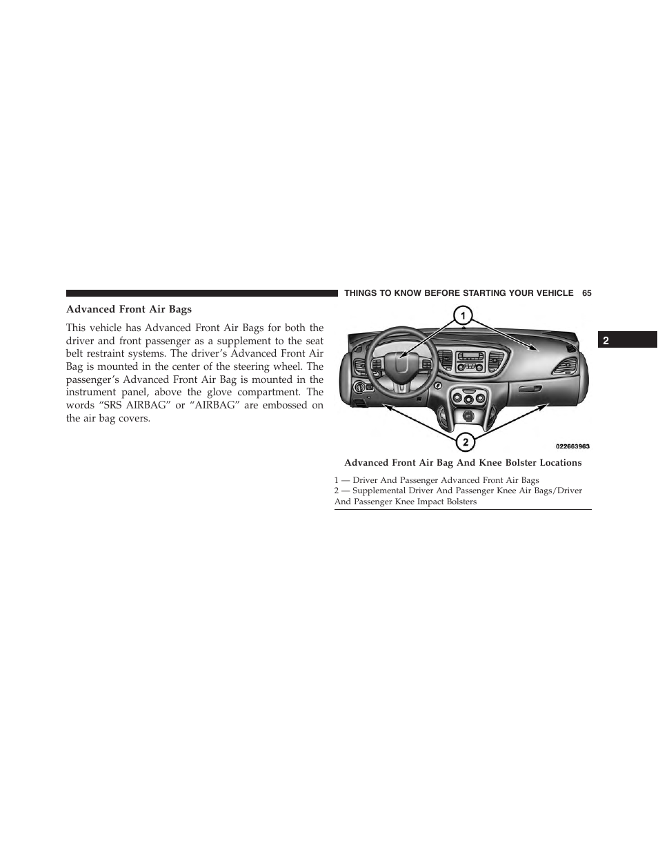 Advanced front air bags | Dodge 2015 Dart - Owner Manual User Manual | Page 67 / 675