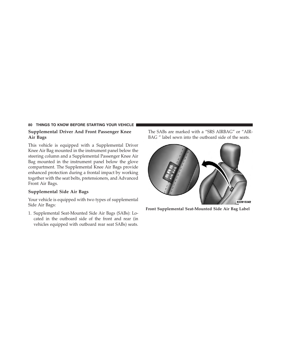 Supplemental side air bags | Dodge 2015 Dart - Owner Manual User Manual | Page 82 / 675