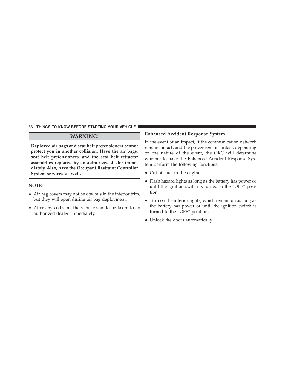 Enhanced accident response system | Dodge 2015 Dart - Owner Manual User Manual | Page 88 / 675