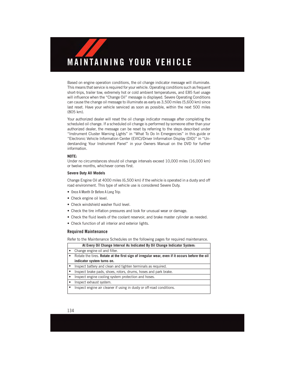 Required maintenance | Dodge 2015 Dart - User Guide User Manual | Page 136 / 164