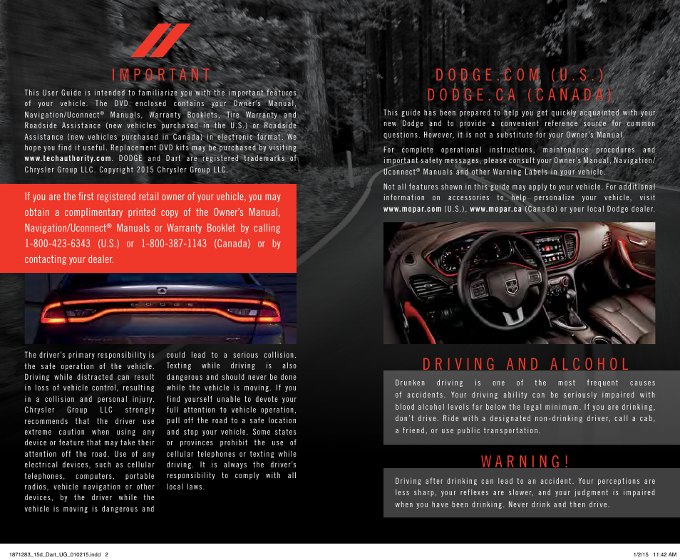 Dodge 2015 Dart - User Guide User Manual | Page 2 / 164