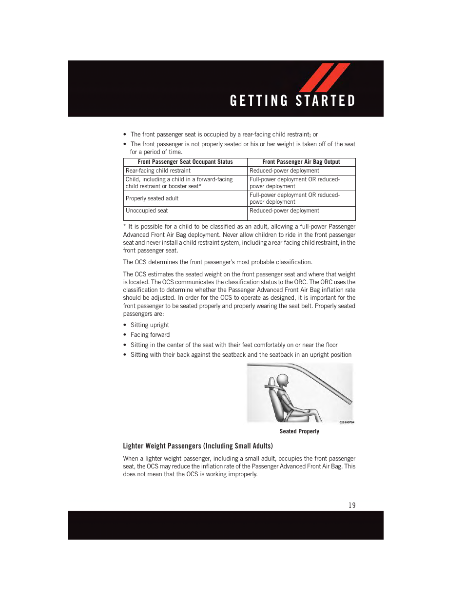 Lighter weight passengers (including small adults) | Dodge 2015 Dart - User Guide User Manual | Page 21 / 164