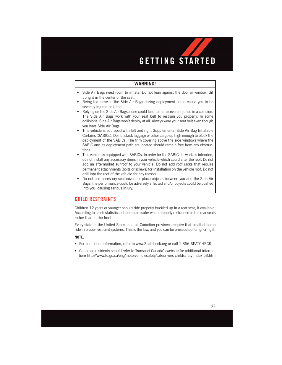 Child restraints | Dodge 2015 Dart - User Guide User Manual | Page 25 / 164