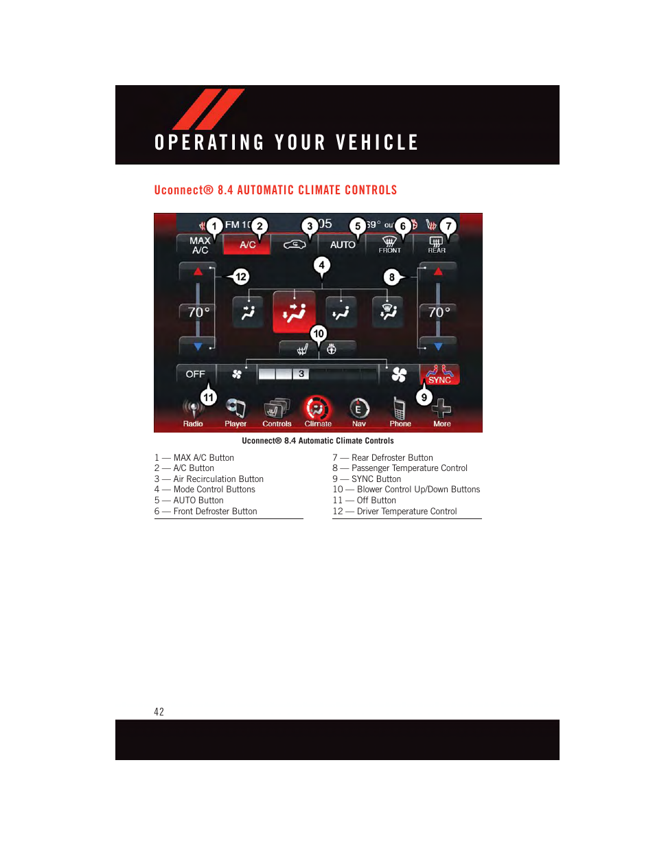 Uconnect® 8.4 automatic climate controls, Uconnect, 4 automatic climate | Controls | Dodge 2015 Dart - User Guide User Manual | Page 44 / 164