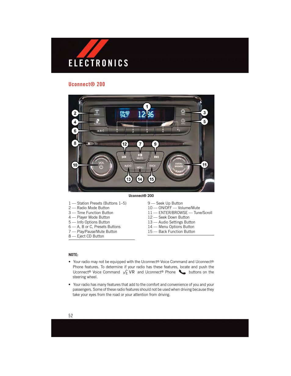 Uconnect® 200, Uconnect | Dodge 2015 Dart - User Guide User Manual | Page 54 / 164