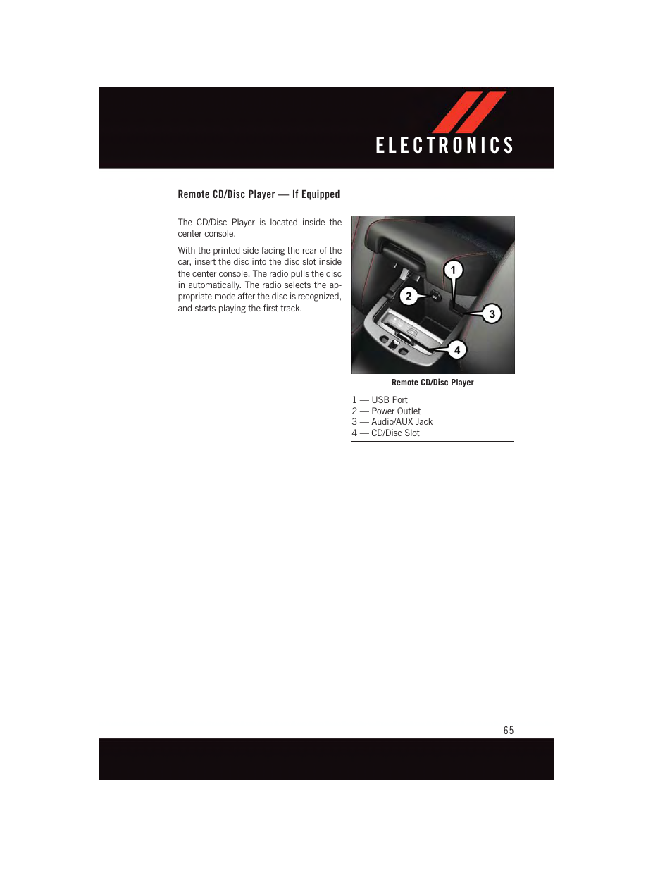 Remote cd/disc player — if equipped | Dodge 2015 Dart - User Guide User Manual | Page 67 / 164