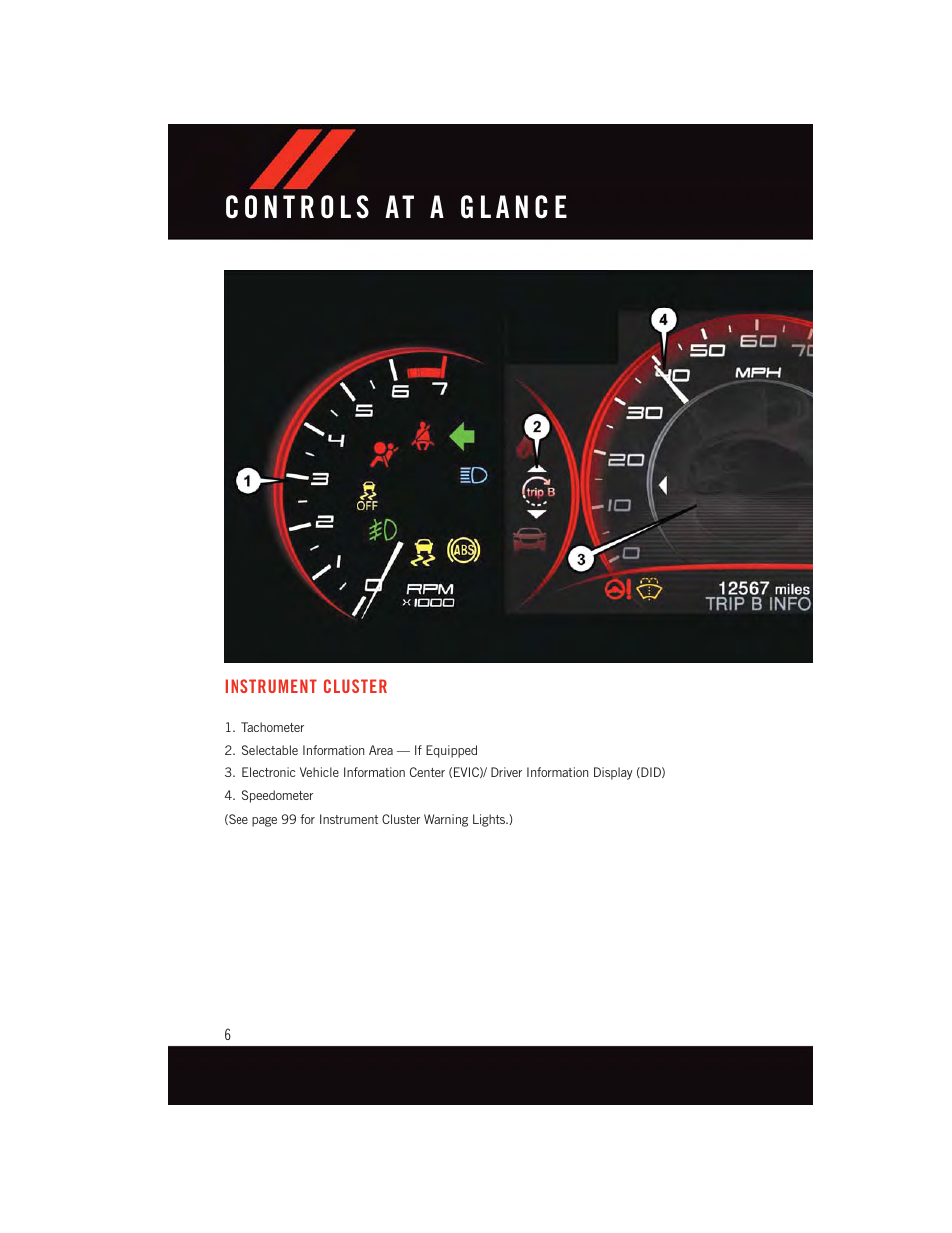 Instrument cluster | Dodge 2015 Dart - User Guide User Manual | Page 8 / 164