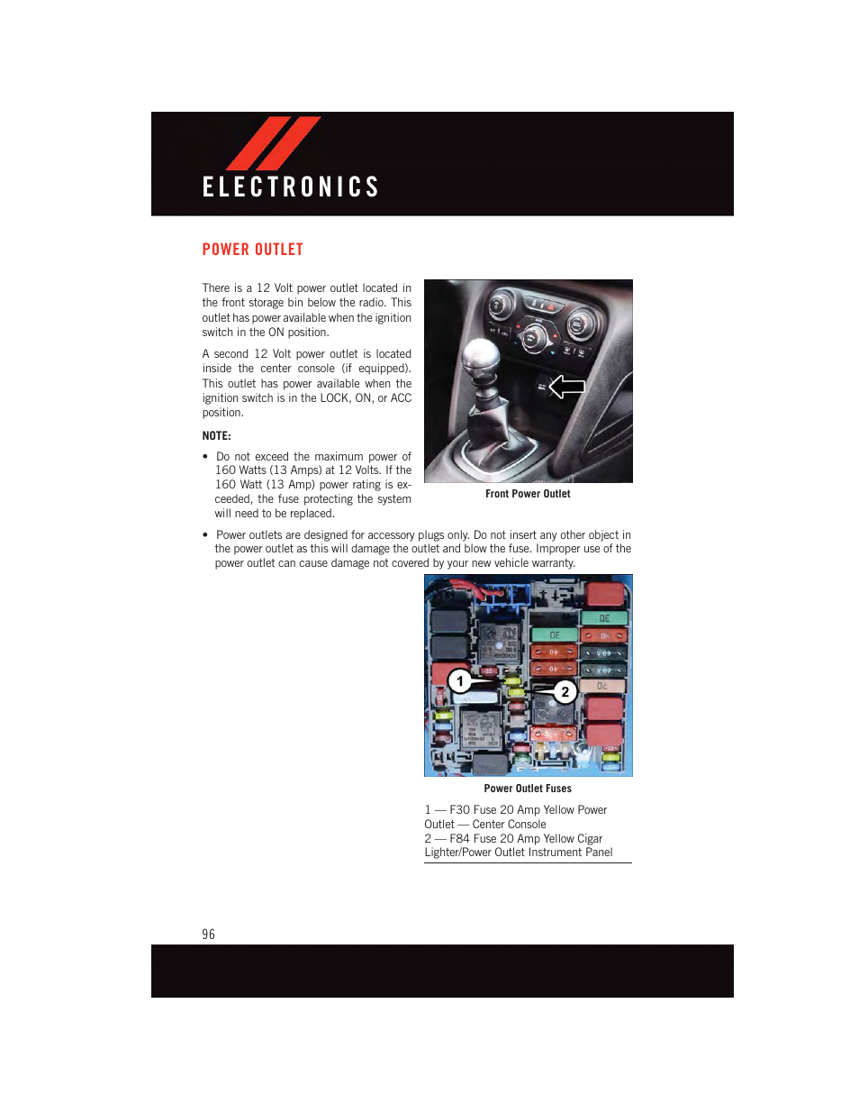 Power outlet | Dodge 2015 Dart - User Guide User Manual | Page 98 / 164