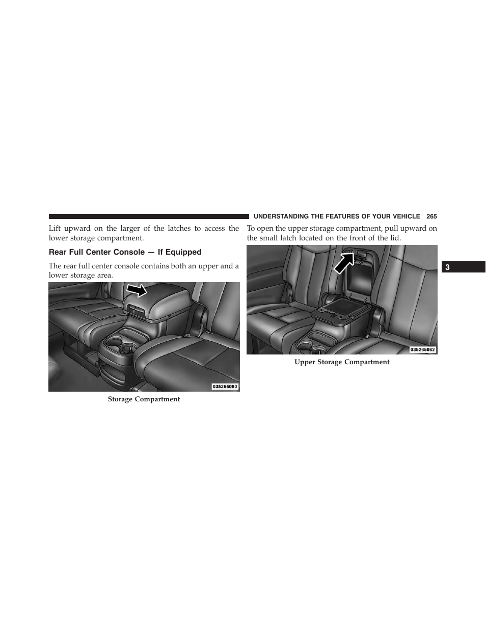 Rear full center console — if equipped | Dodge 2015 Durango - Owner Manual User Manual | Page 267 / 689