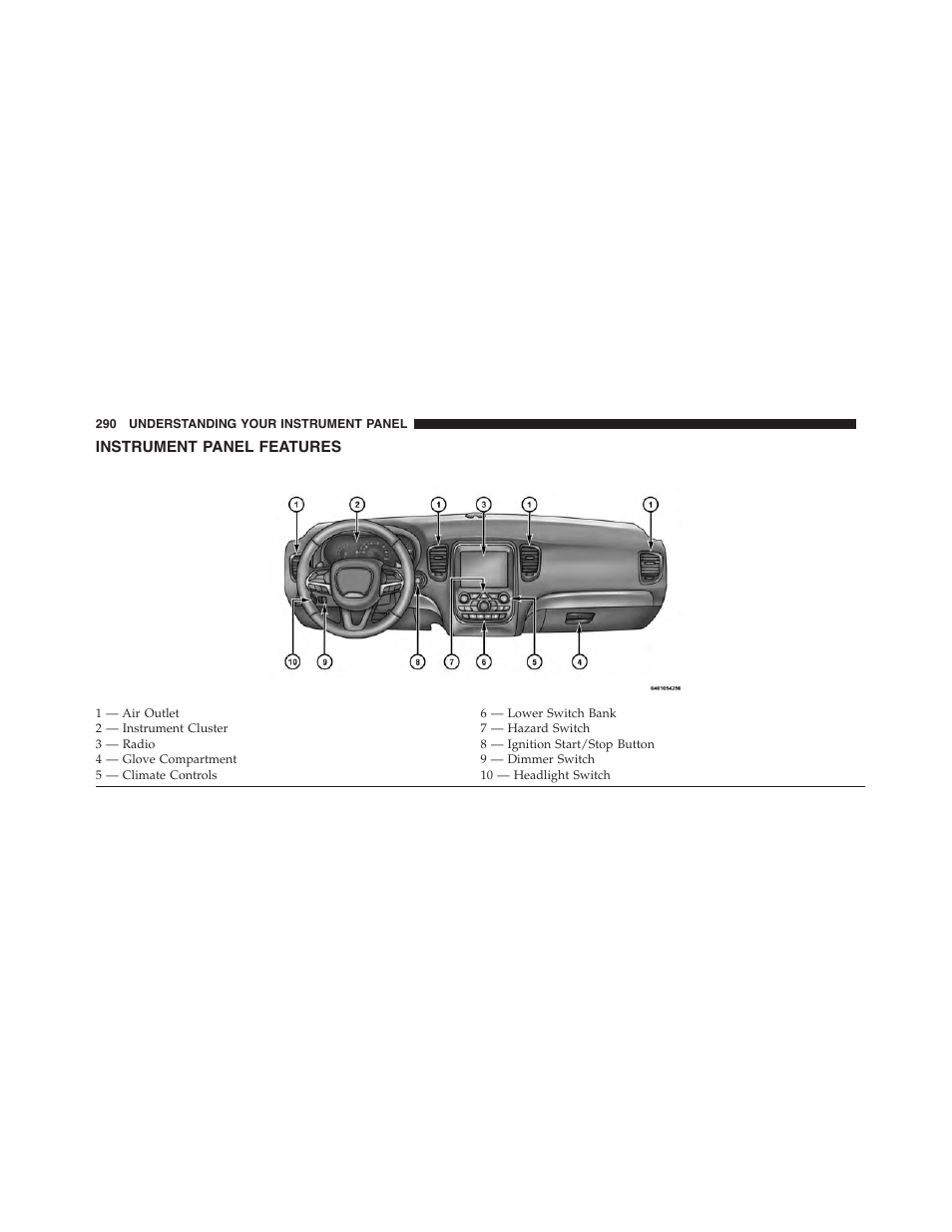 Instrument panel features | Dodge 2015 Durango - Owner Manual User Manual | Page 292 / 689