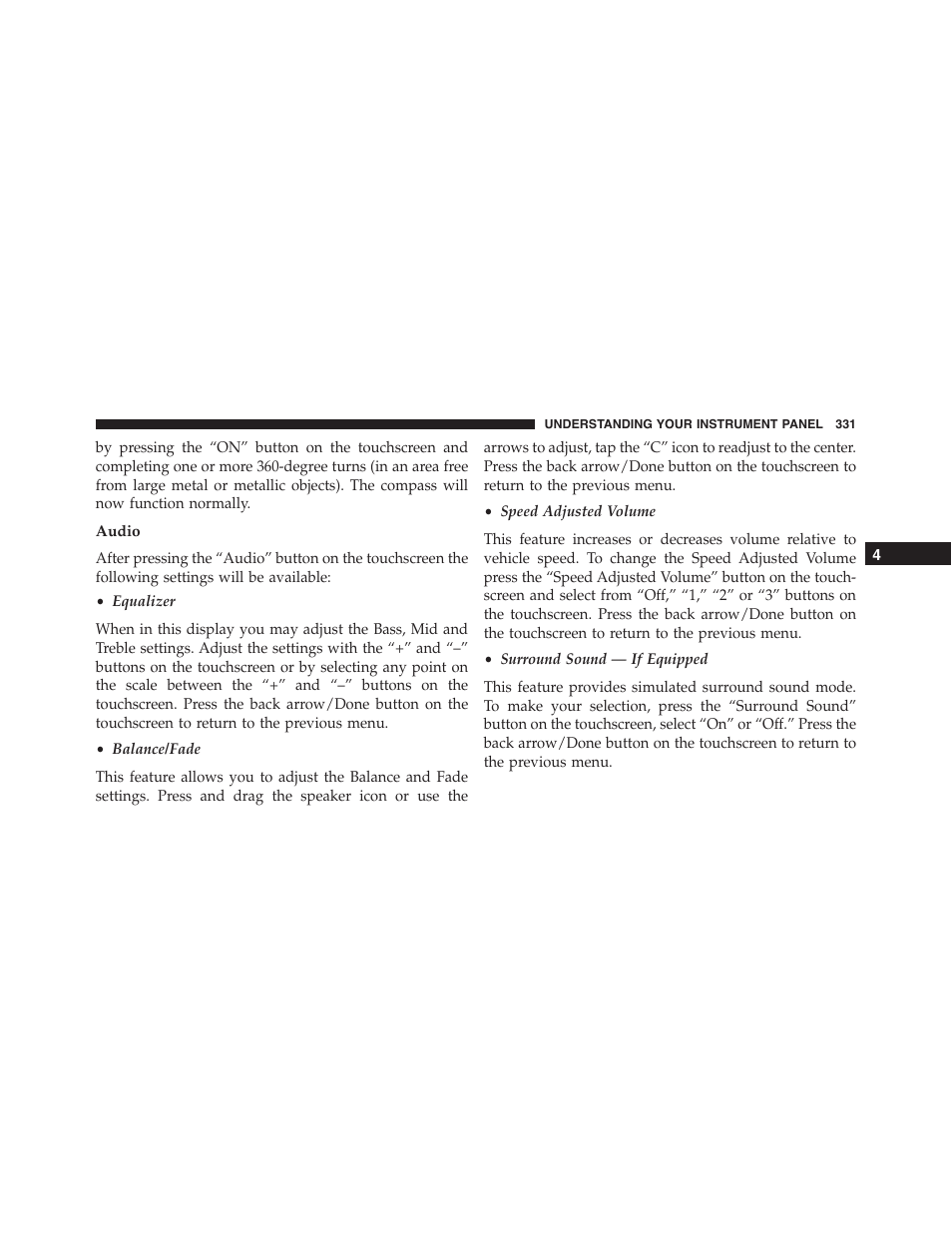 Audio | Dodge 2015 Durango - Owner Manual User Manual | Page 333 / 689