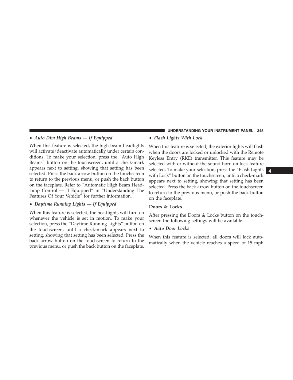 Doors & locks | Dodge 2015 Durango - Owner Manual User Manual | Page 347 / 689