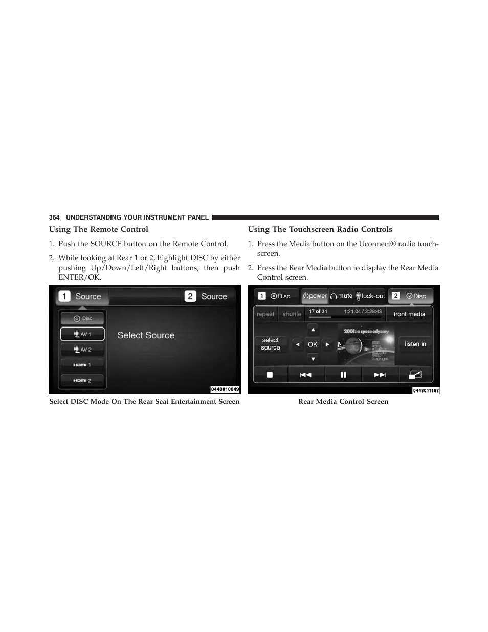 Using the remote control, Using the touchscreen radio controls | Dodge 2015 Durango - Owner Manual User Manual | Page 366 / 689