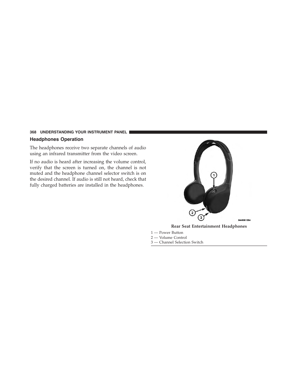 Headphones operation | Dodge 2015 Durango - Owner Manual User Manual | Page 370 / 689