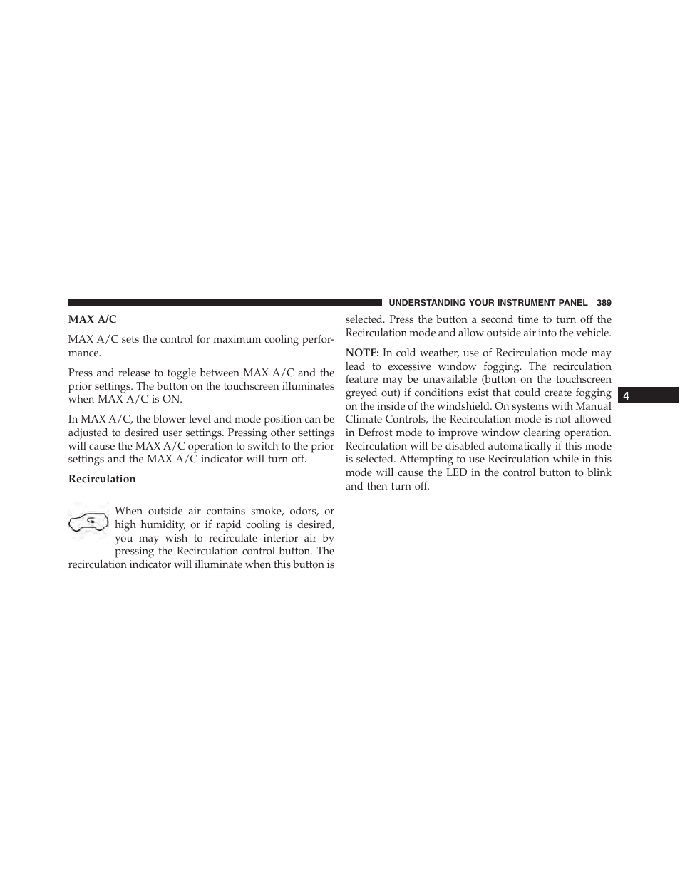 Recirculation | Dodge 2015 Durango - Owner Manual User Manual | Page 391 / 689