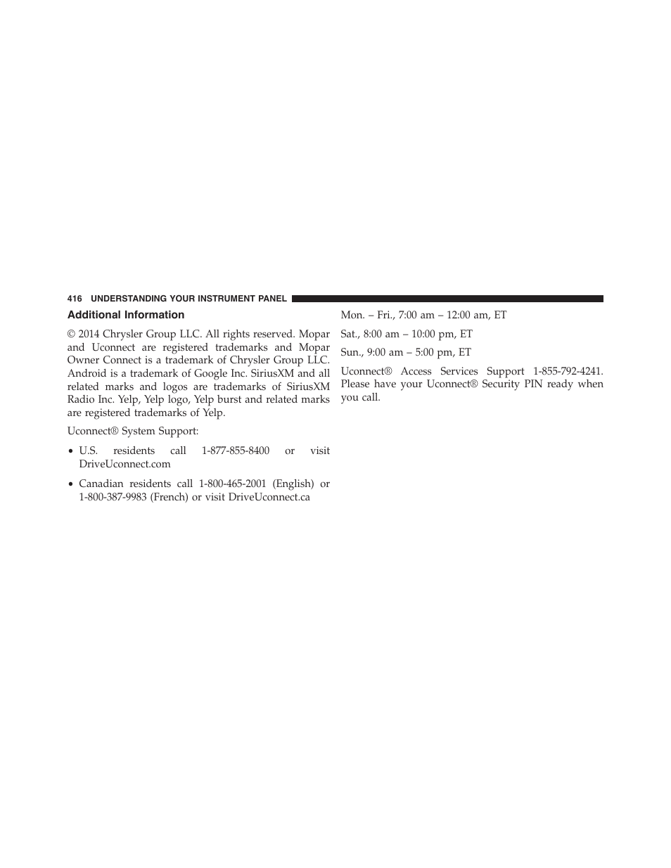 Additional information | Dodge 2015 Durango - Owner Manual User Manual | Page 418 / 689