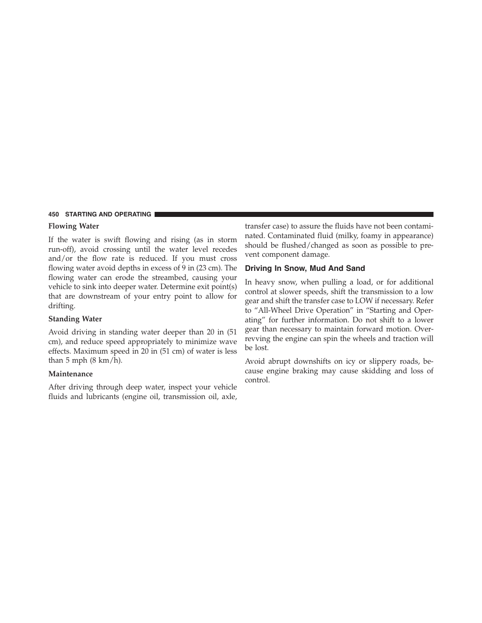 Driving in snow, mud and sand | Dodge 2015 Durango - Owner Manual User Manual | Page 452 / 689