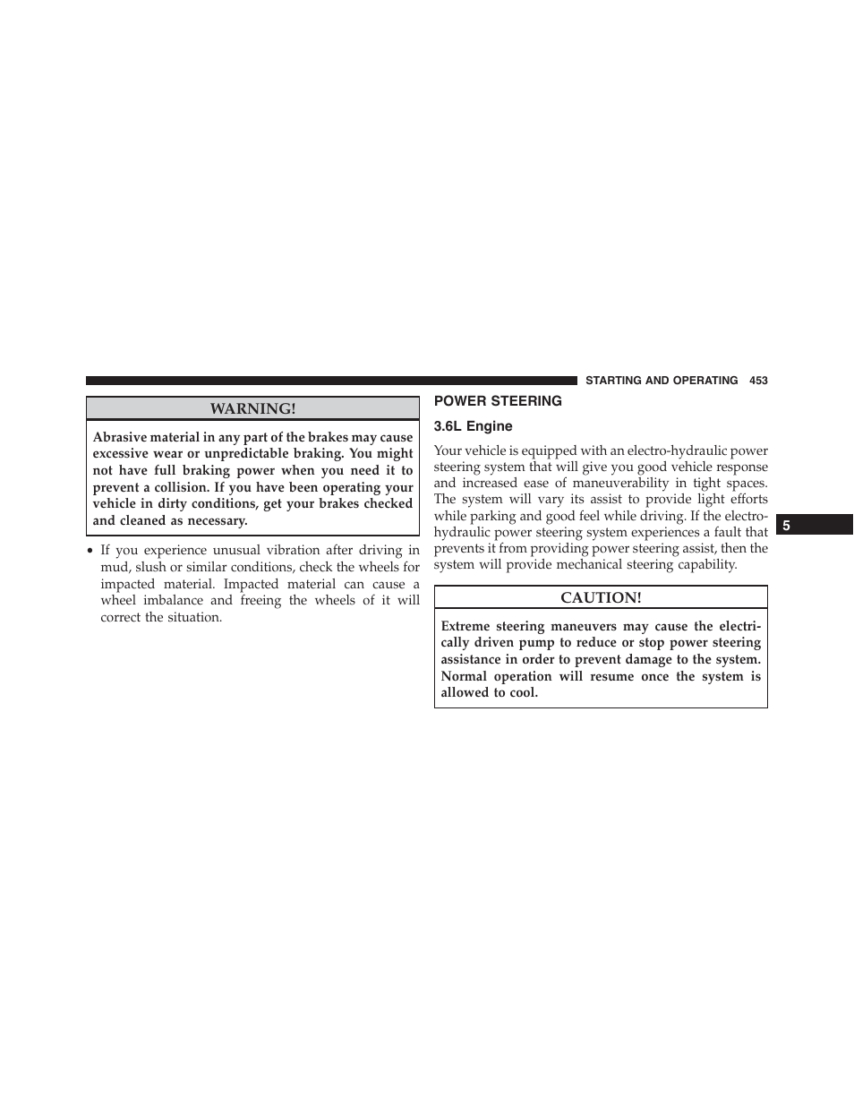 Power steering, 6l engine | Dodge 2015 Durango - Owner Manual User Manual | Page 455 / 689