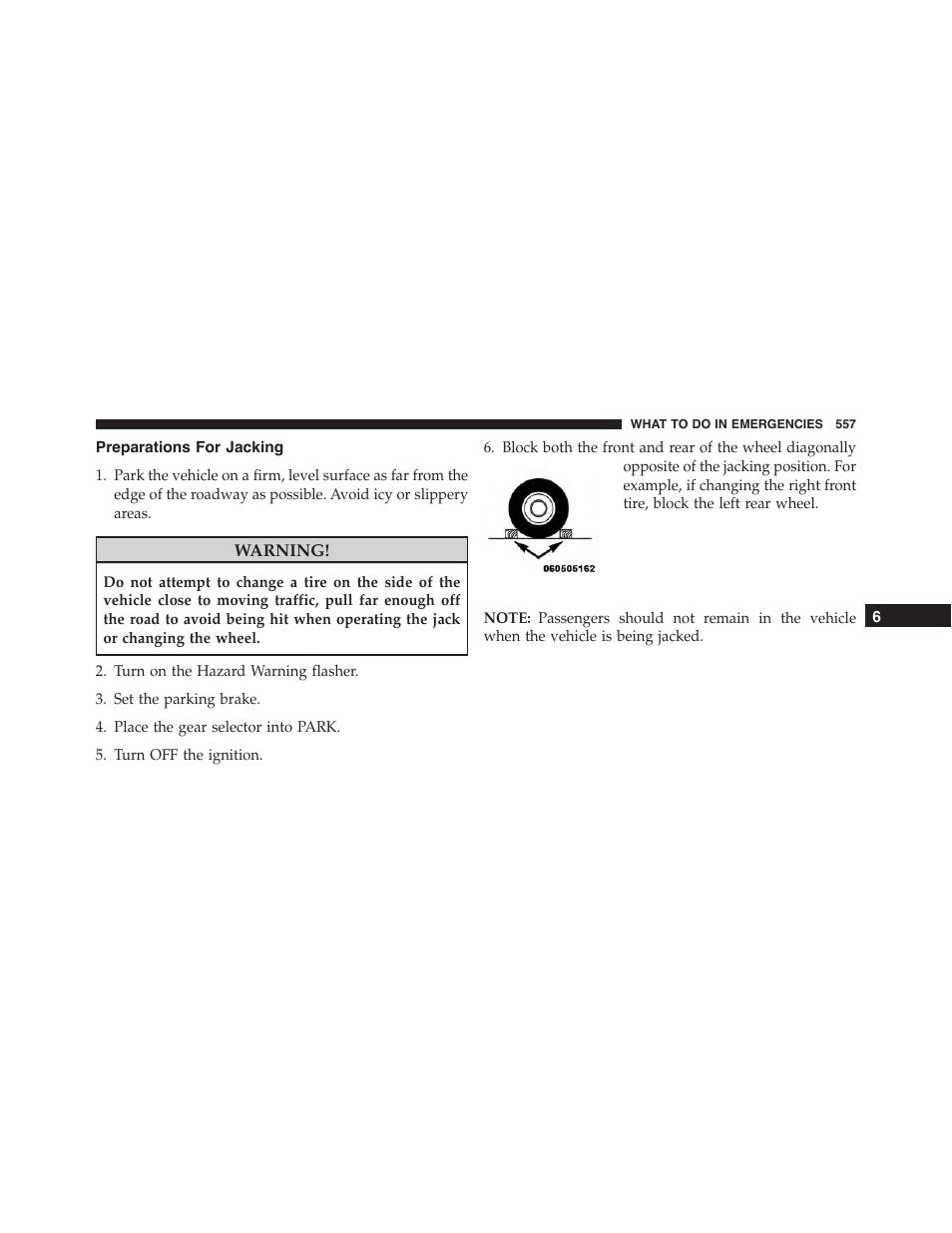 Preparations for jacking | Dodge 2015 Durango - Owner Manual User Manual | Page 559 / 689