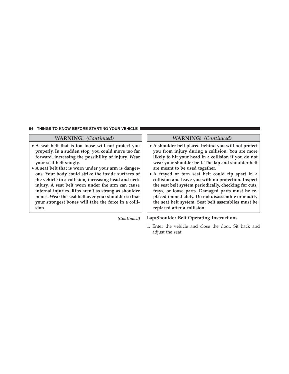 Lap/shoulder belt operating instructions | Dodge 2015 Durango - Owner Manual User Manual | Page 56 / 689